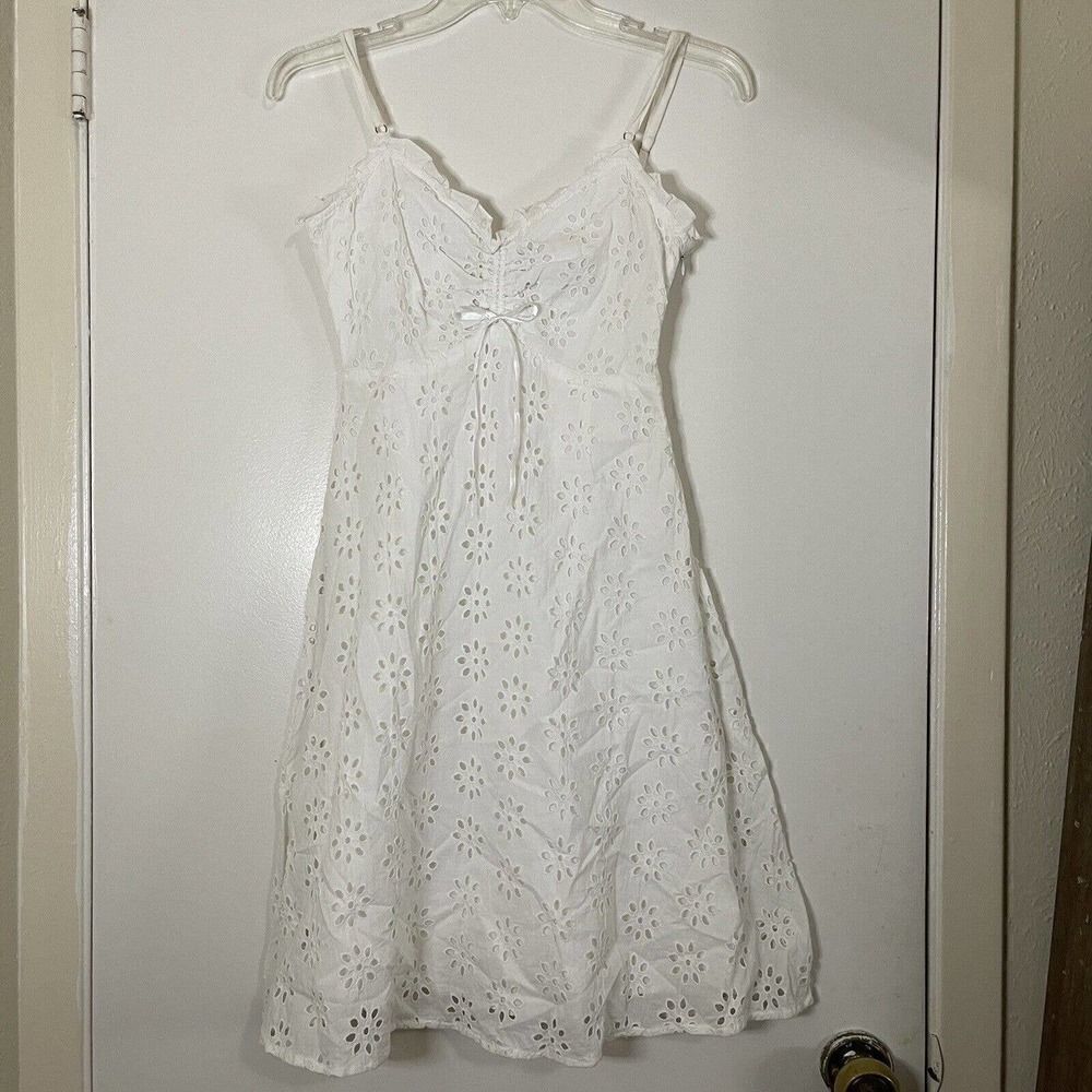 KENZO white lace eyelet sleeveless shift mini dress size XS Fr 36